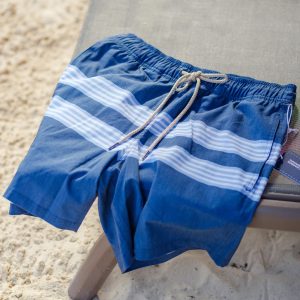 Men's Swimwear / Blue + White Stripe
